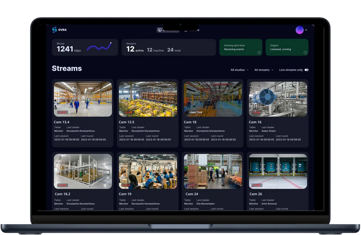 DVRA desktop dashboard
